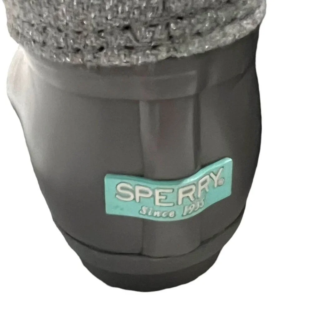 NEW Sperry 9M Sparkly Grey & Aqua Saltwater Boots